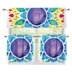Reiki Chakra Flower Print 3 Piece Kitchen Curtains