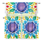 Reiki Chakra Flower Print 3 Piece Kitchen Curtains