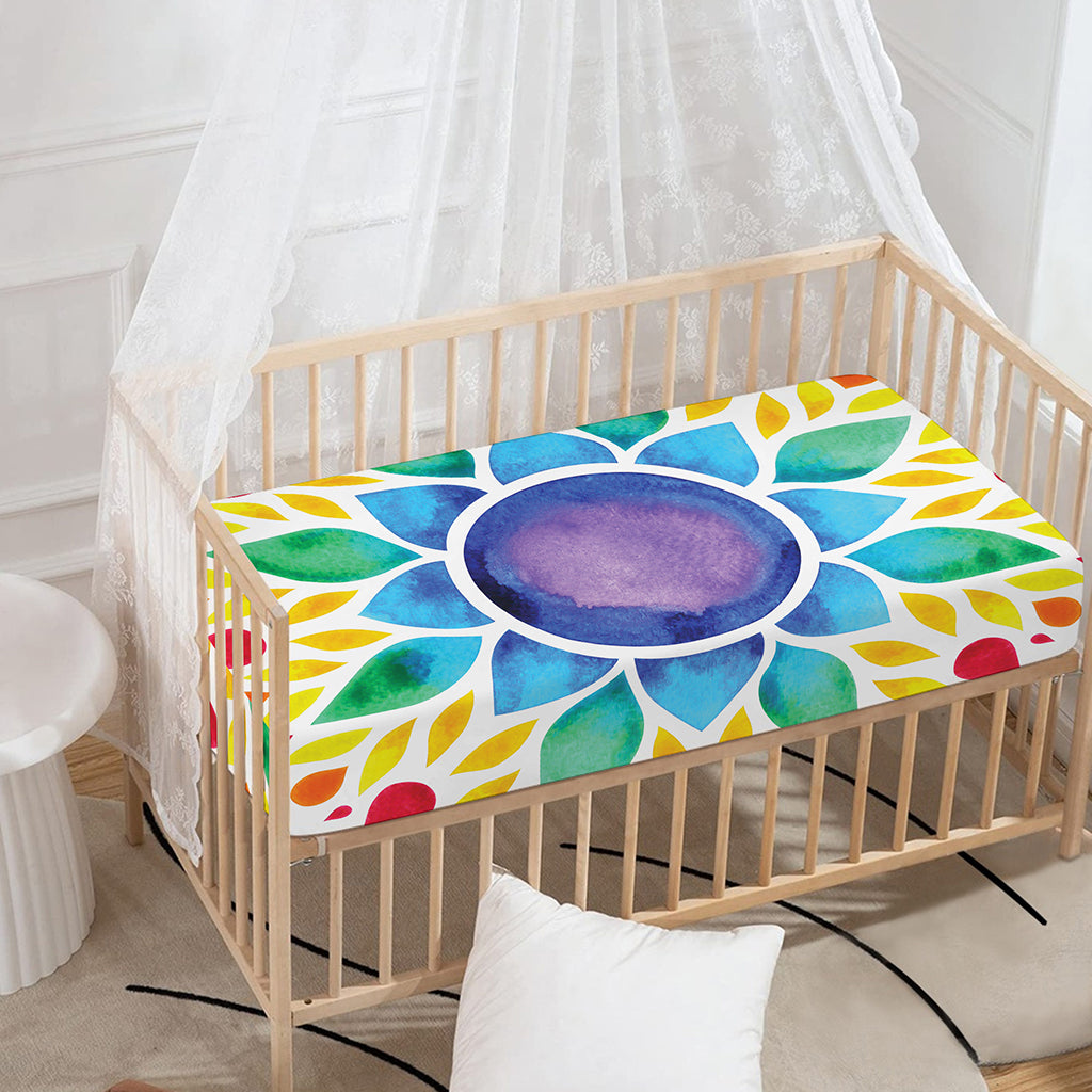 Reiki Chakra Flower Print Baby Crib Sheet