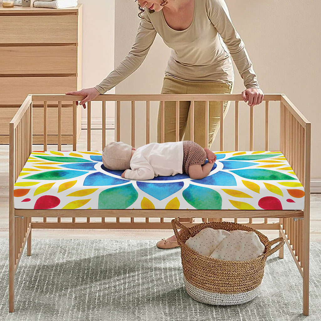 Reiki Chakra Flower Print Baby Crib Sheet