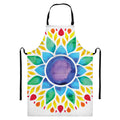 Reiki Chakra Flower Print Bib Apron With Pocket