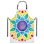 Reiki Chakra Flower Print Bib Apron With Pocket
