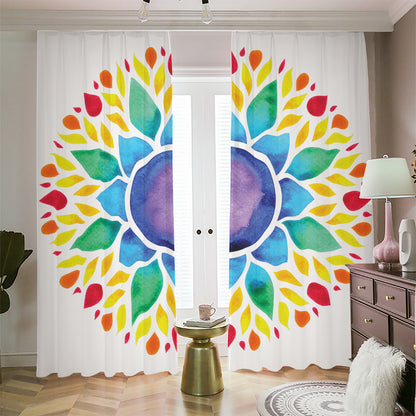 Reiki Chakra Flower Print Blackout Pencil Pleat Curtains