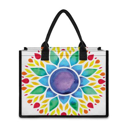 Reiki Chakra Flower Print Canvas Tote Bag