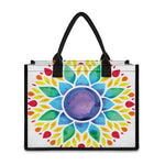 Reiki Chakra Flower Print Canvas Tote Bag