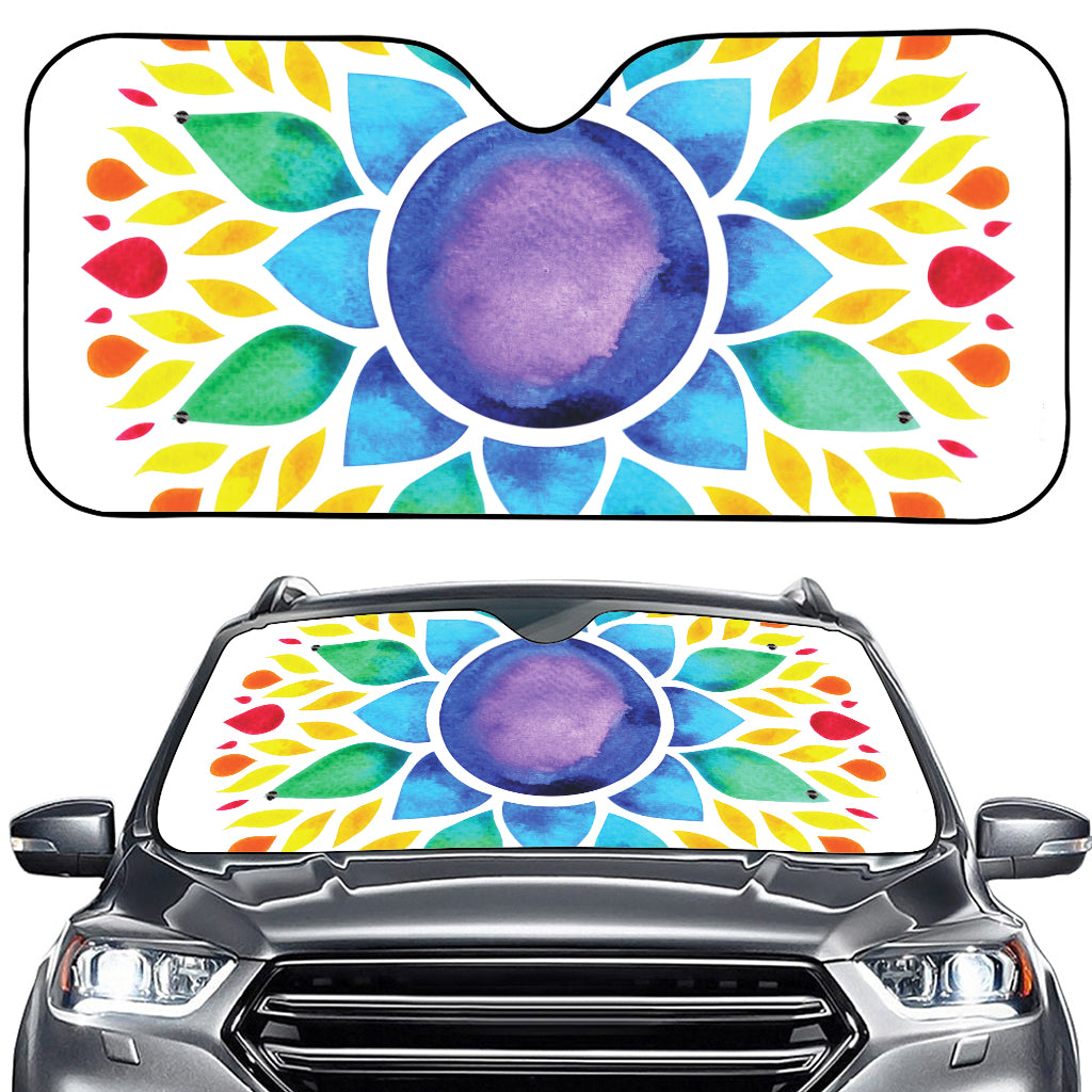 Reiki Chakra Flower Print Car Windshield Sun Shade