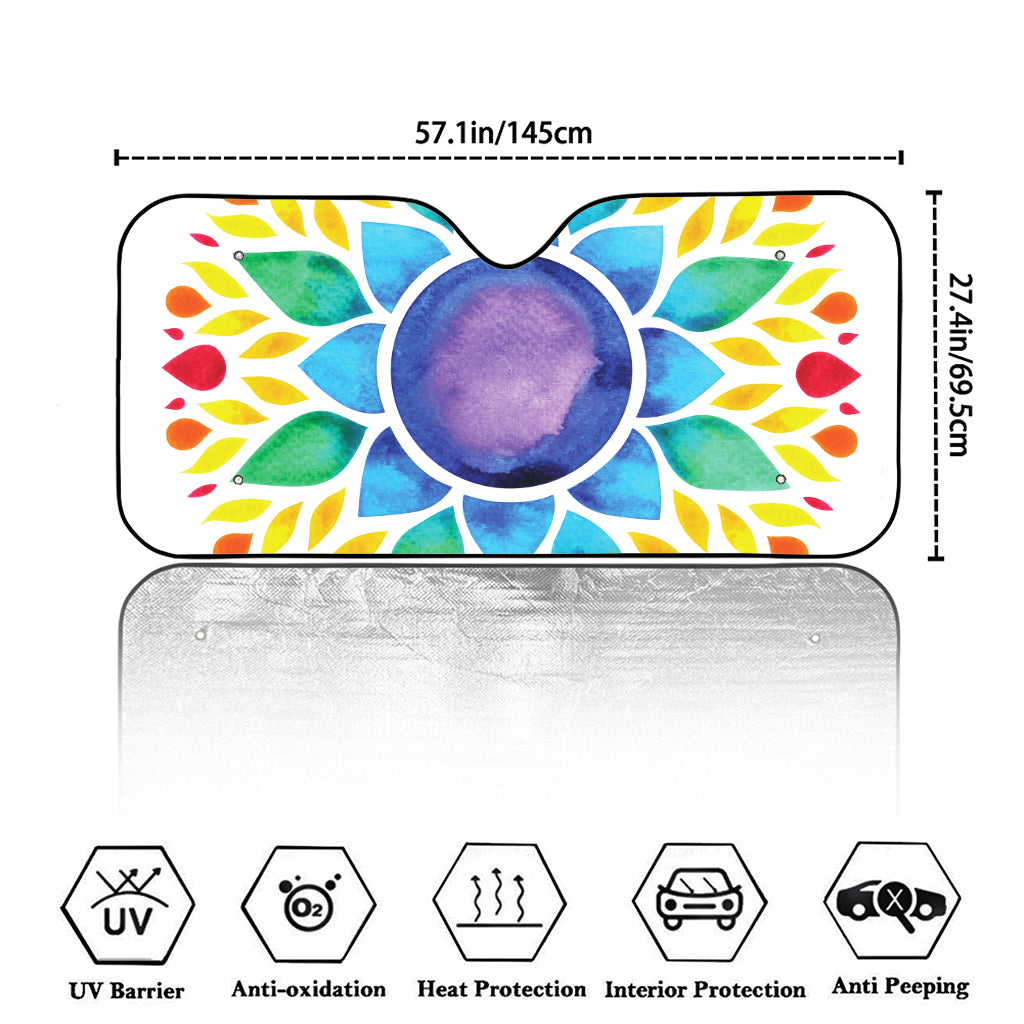 Reiki Chakra Flower Print Car Windshield Sun Shade