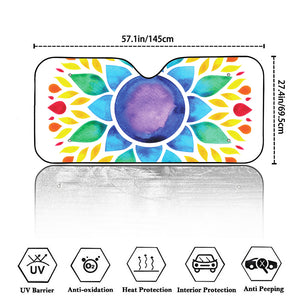 Reiki Chakra Flower Print Car Windshield Sun Shade