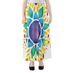 Reiki Chakra Flower Print Chiffon Maxi Skirt