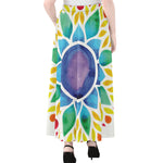 Reiki Chakra Flower Print Chiffon Maxi Skirt