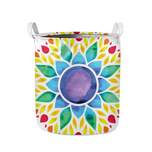 Reiki Chakra Flower Print Collapsible Laundry Basket