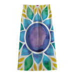 Reiki Chakra Flower Print Cotton Front Slit Maxi Skirt