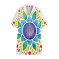 Reiki Chakra Flower Print Cotton Hawaiian Shirt