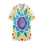 Reiki Chakra Flower Print Cotton Hawaiian Shirt