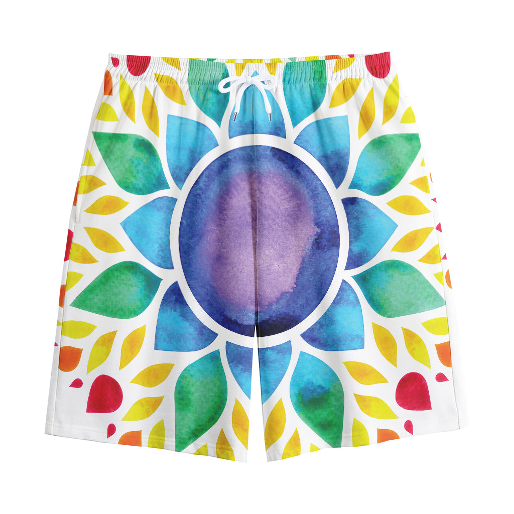 Reiki Chakra Flower Print Cotton Shorts