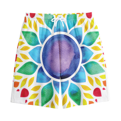 Reiki Chakra Flower Print Cotton Shorts