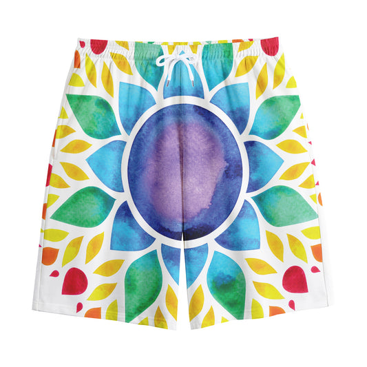 Reiki Chakra Flower Print Cotton Shorts