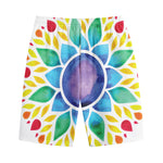 Reiki Chakra Flower Print Cotton Shorts