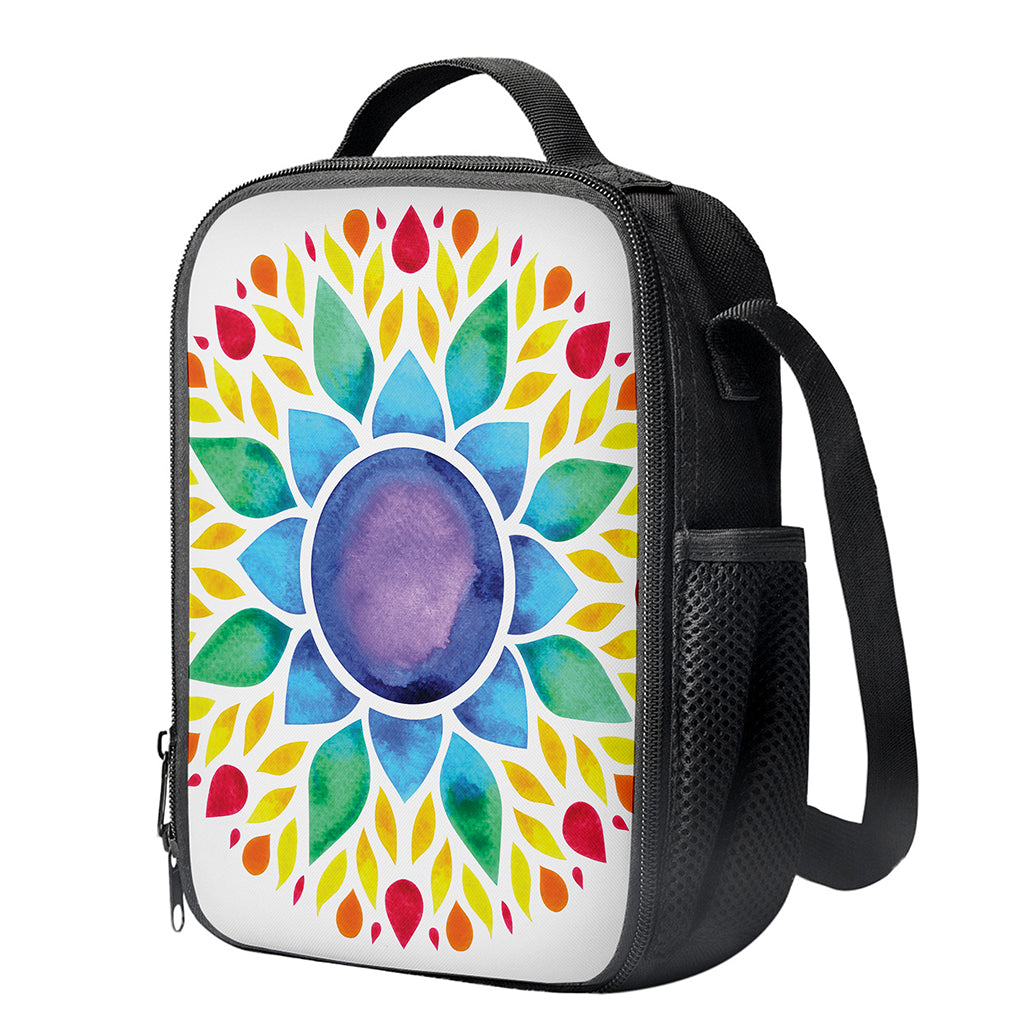 Reiki Chakra Flower Print Crossbody Lunch Bag