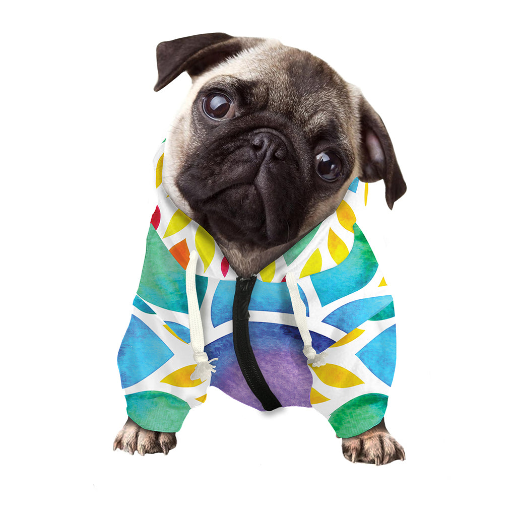 Reiki Chakra Flower Print Dog Zip Up Hoodie