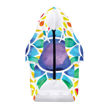 Reiki Chakra Flower Print Dog Zip Up Hoodie