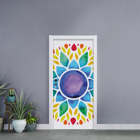 Reiki Chakra Flower Print Door Sticker
