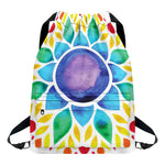Reiki Chakra Flower Print Drawstring Backpack