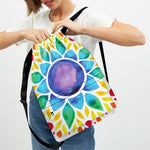 Reiki Chakra Flower Print Drawstring Backpack
