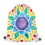 Reiki Chakra Flower Print Drawstring Bag