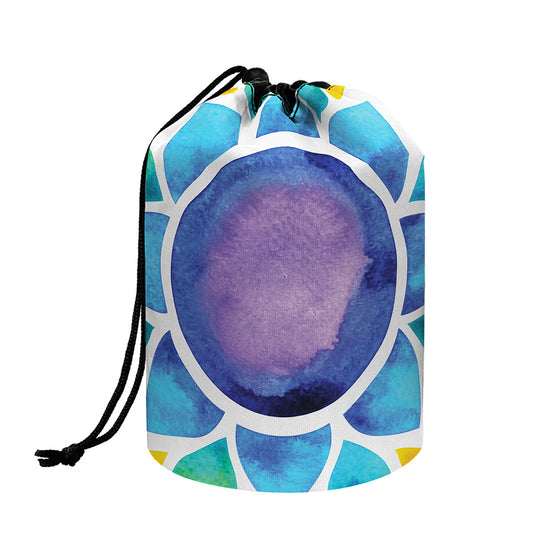 Reiki Chakra Flower Print Drawstring Makeup Bag