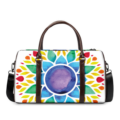 Reiki Chakra Flower Print Duffle Bag
