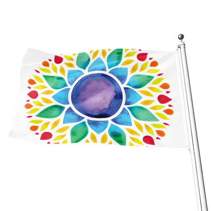 Reiki Chakra Flower Print Flag