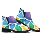 Reiki Chakra Flower Print Flat Ankle Boots