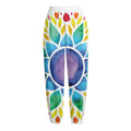 Reiki Chakra Flower Print Fleece Lined Knit Pants