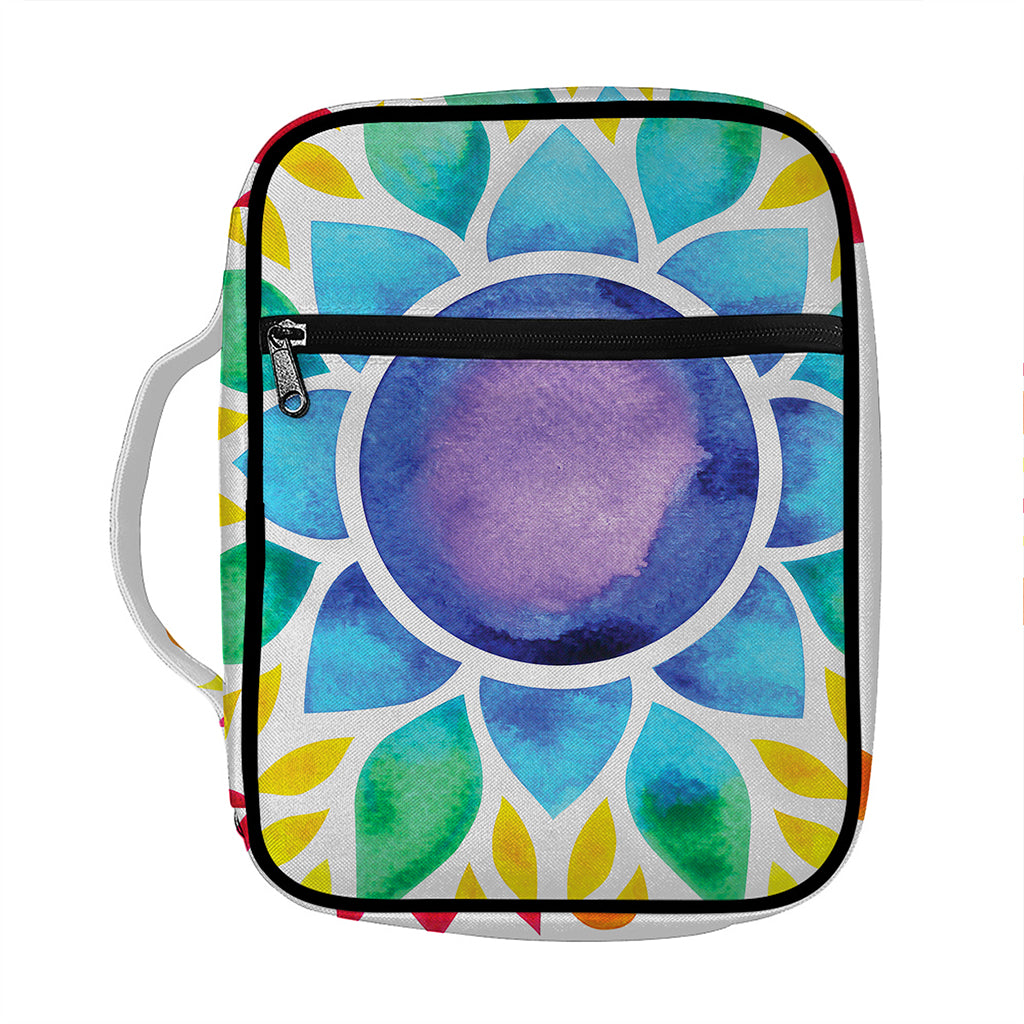 Reiki Chakra Flower Print Front Pocket Bible Bag
