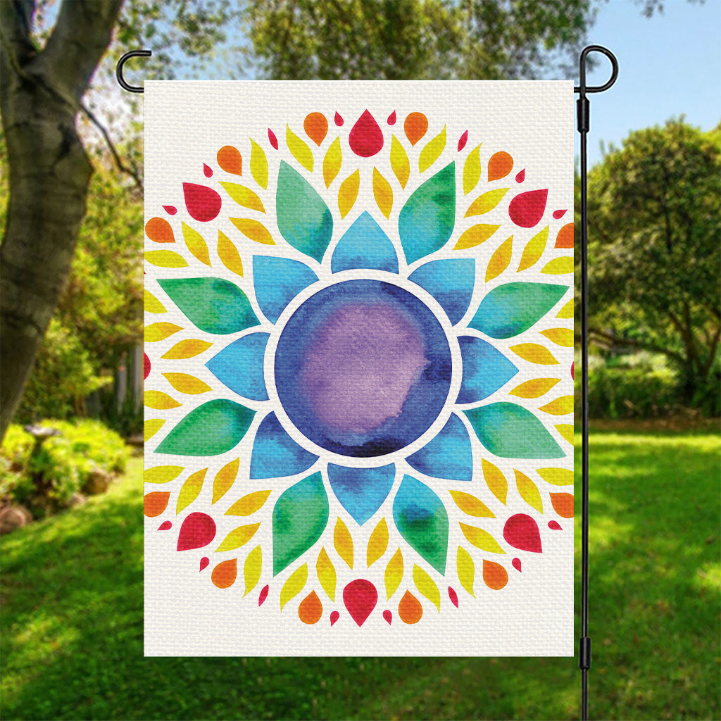 Reiki Chakra Flower Print Garden Flag