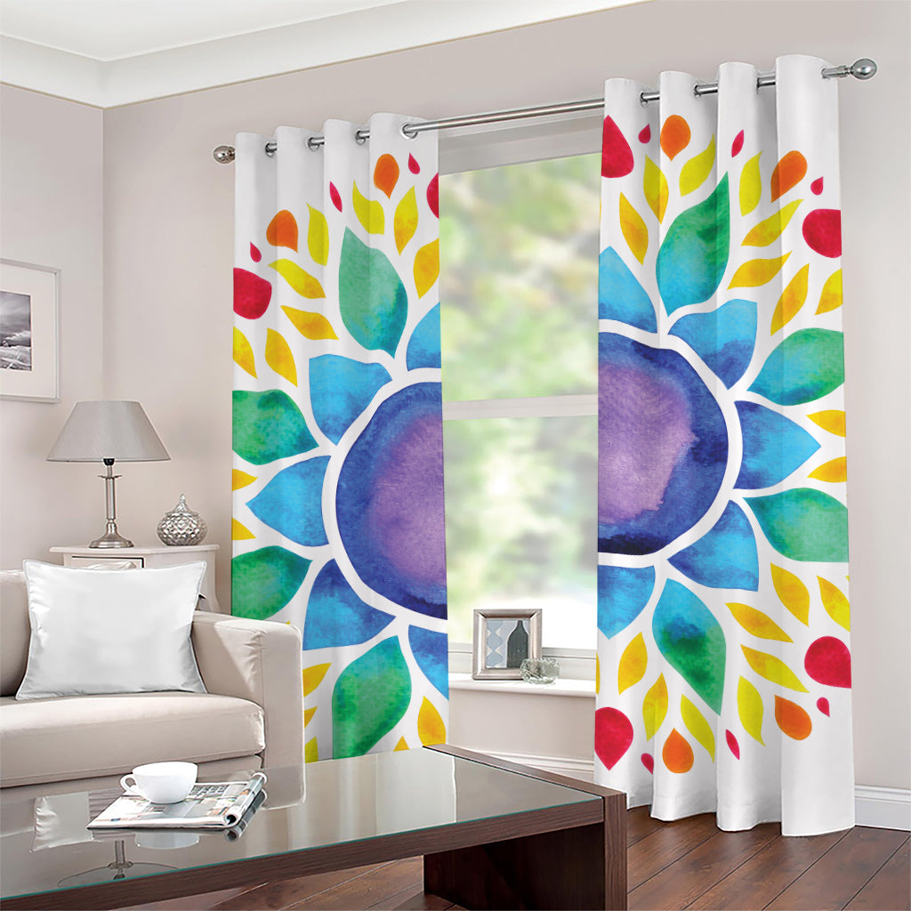 Reiki Chakra Flower Print Grommet Curtains