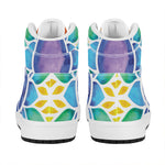 Reiki Chakra Flower Print High Top Leather Sneakers