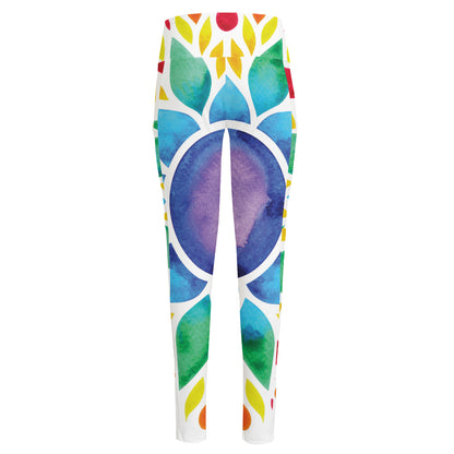 Reiki Chakra Flower Print High-Waisted Pocket Leggings
