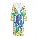 Reiki Chakra Flower Print Hooded Bathrobe