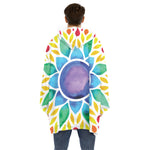 Reiki Chakra Flower Print Hoodie Blanket