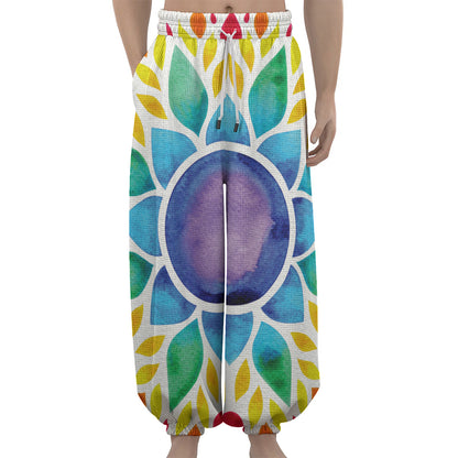 Reiki Chakra Flower Print Lantern Pants