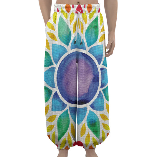 Reiki Chakra Flower Print Lantern Pants