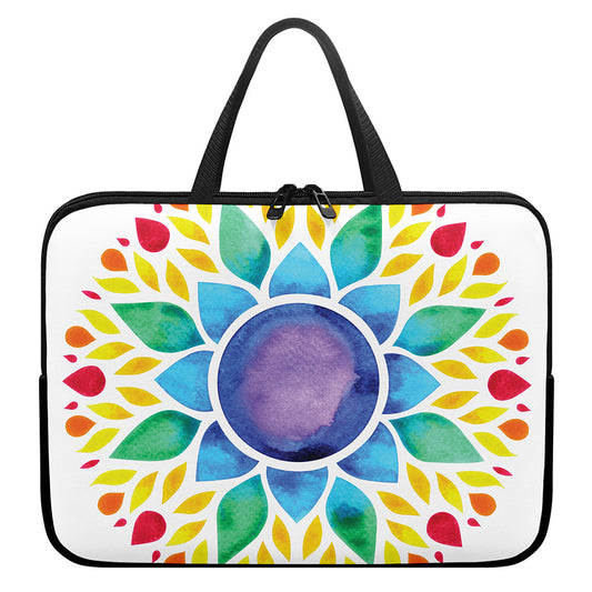 Reiki Chakra Flower Print Laptop Sleeve With Handle