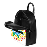 Reiki Chakra Flower Print Leather Backpack