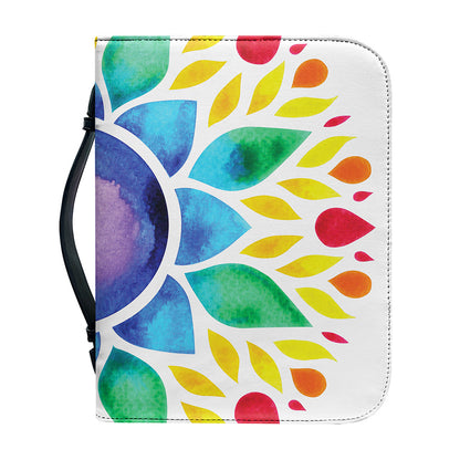 Reiki Chakra Flower Print Leather Bible Cover