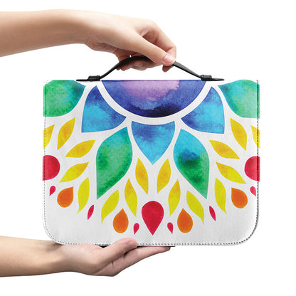 Reiki Chakra Flower Print Leather Bible Cover