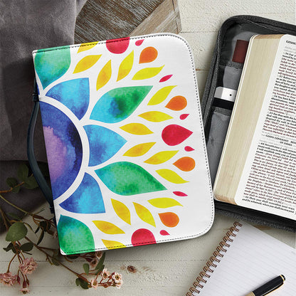 Reiki Chakra Flower Print Leather Bible Cover