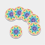 Reiki Chakra Flower Print Leather Coaster Set