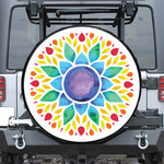 Reiki Chakra Flower Print Leather Spare Tire Cover